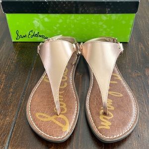 SAM EDELMAN Greta Blush Gold Leather Sandal